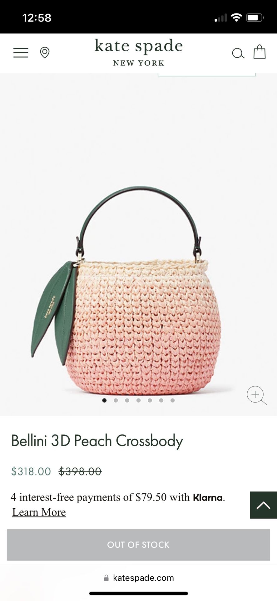 Kate Spade Bellini 3D Pink Peach Crossbody Purse Bag Woven