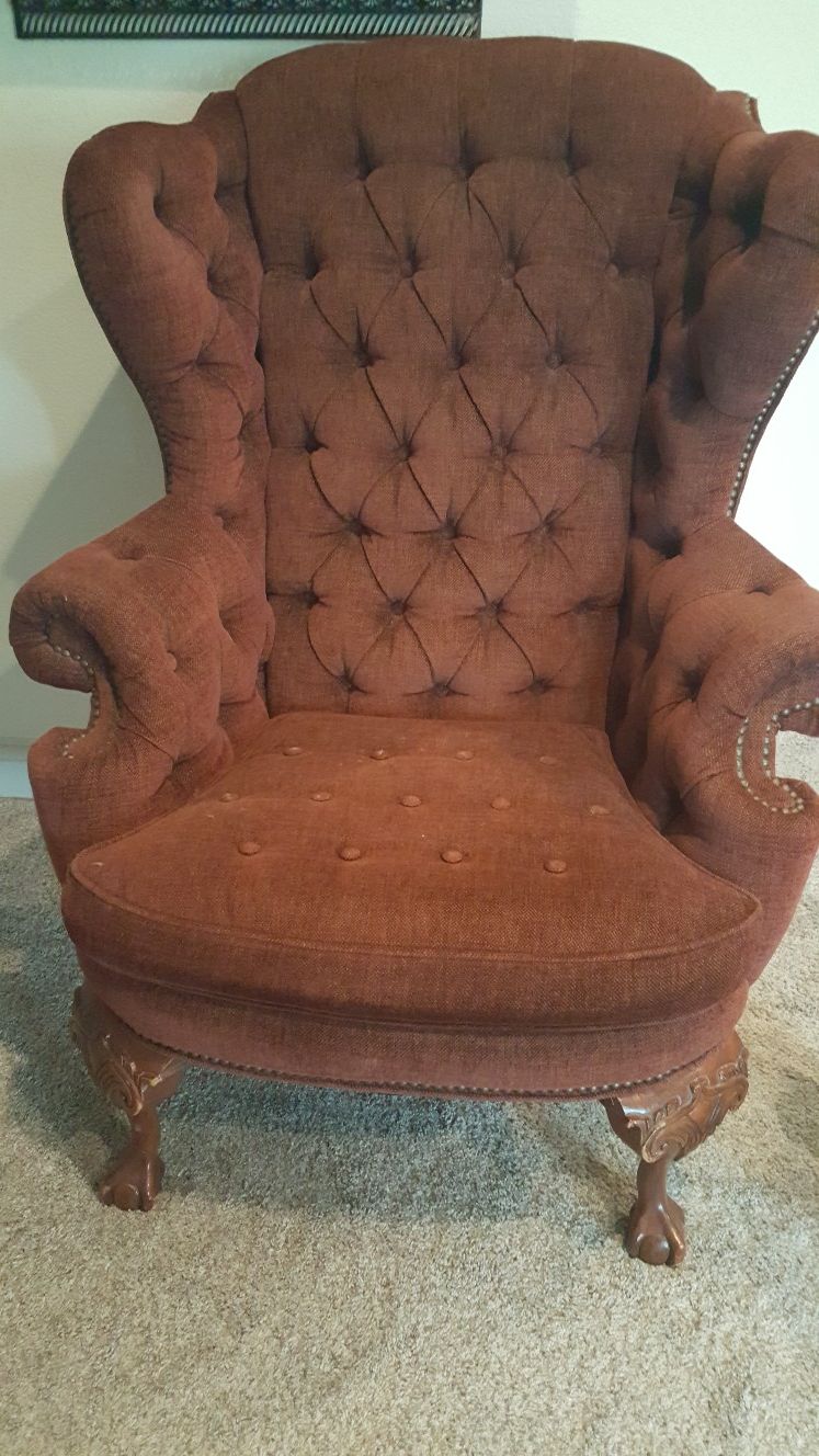 Beautiful burgundy wingback chair