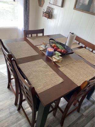 High Table With Four Chairs And A Bench
