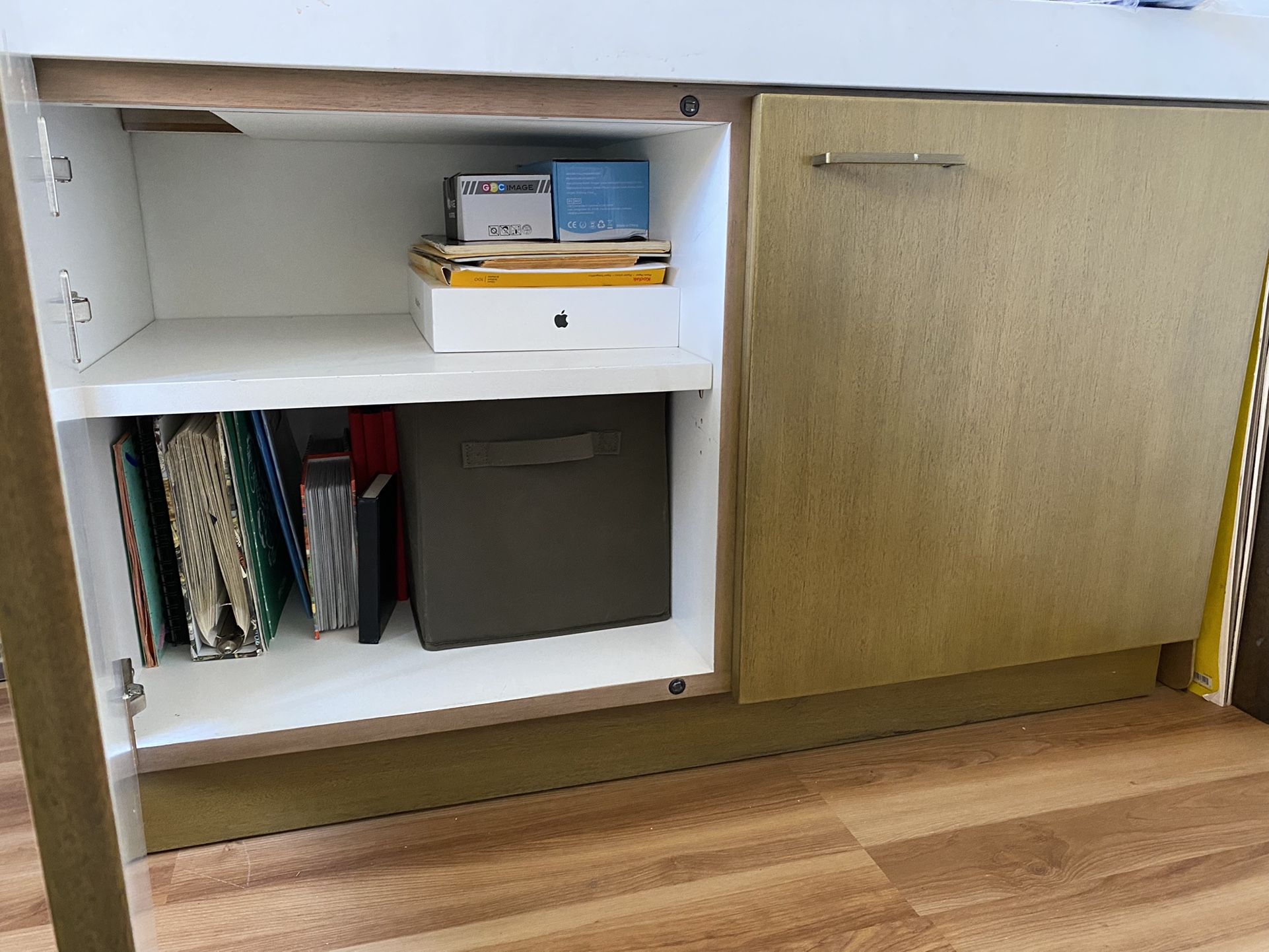 Unique Mid-Century Desk - Quartz Countertop, Solid Wood