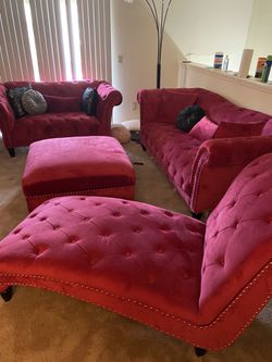 Ottoman Red/Dark Pink  Living Room Set Thumbnail