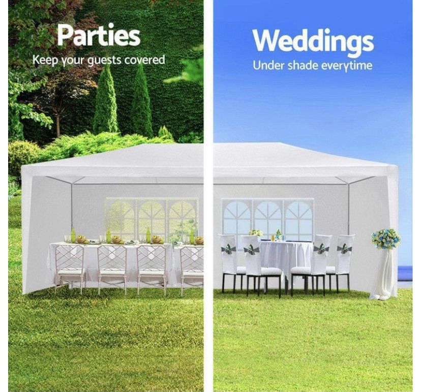 10'x20' Outdoor Canopy Party Wedding Tent White Gazebo Pavilion with 6 Side Walls
