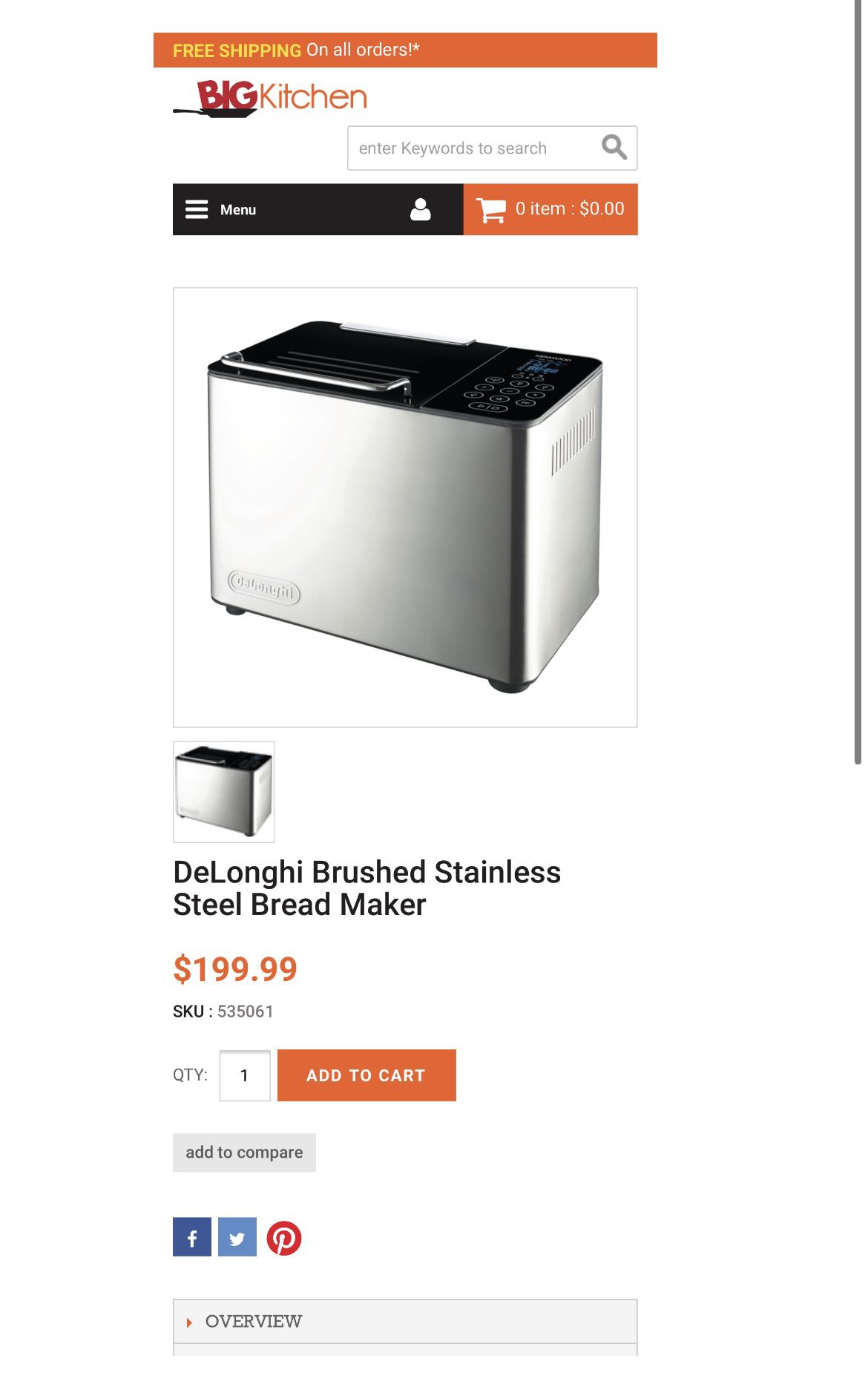 De'longhi  Bread Machine Bread Maker  dbm450