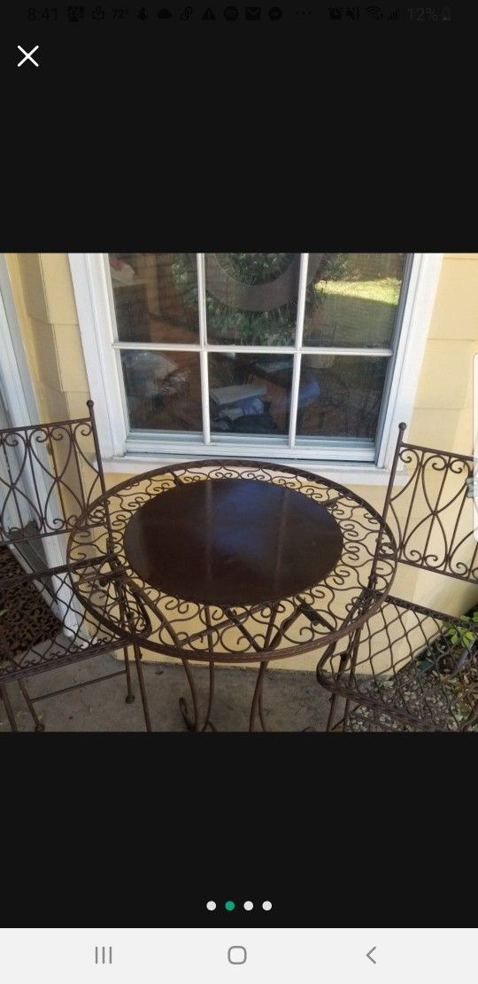 Wrought Iron Bistro Pub Table and Chairs