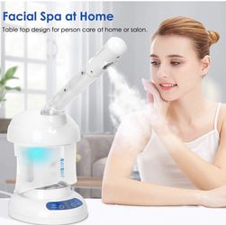 Facial Steamer, with Extendable Arm Ozone Table Top Mini Spa Face Steamer Design For Personal Care Use At Home or Salon, White Thumbnail