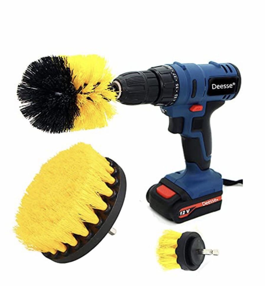 NEW IN BOX   Electric Drill Brush Accessories,Deesse Kitchen Cleaning Brush, Power Scrubber Cleaning Brush Attachment Set All Purpose Drill Scrub Brus