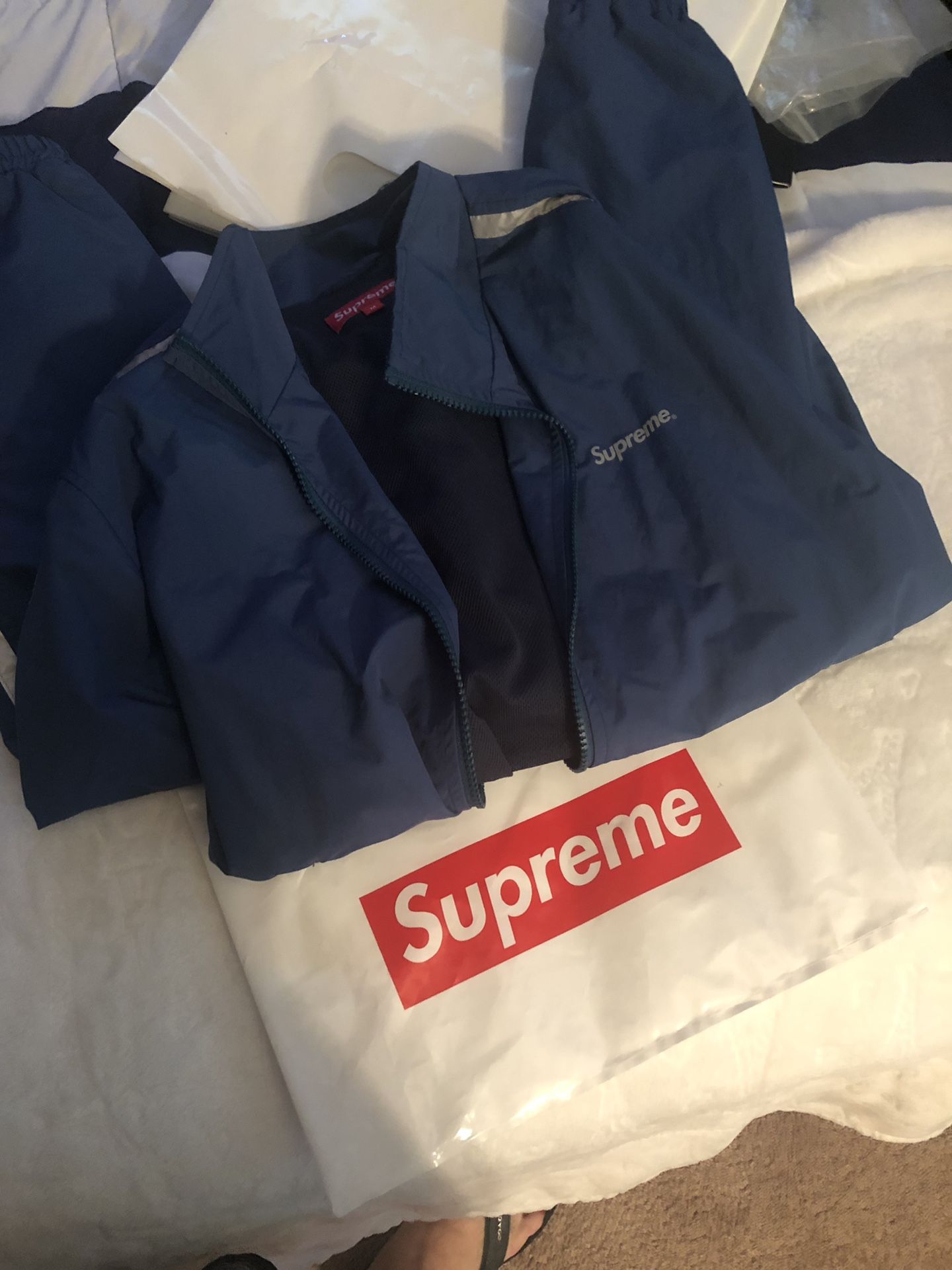 Supreme 3m Reflective Stripe Track Jacket Size M, bag included