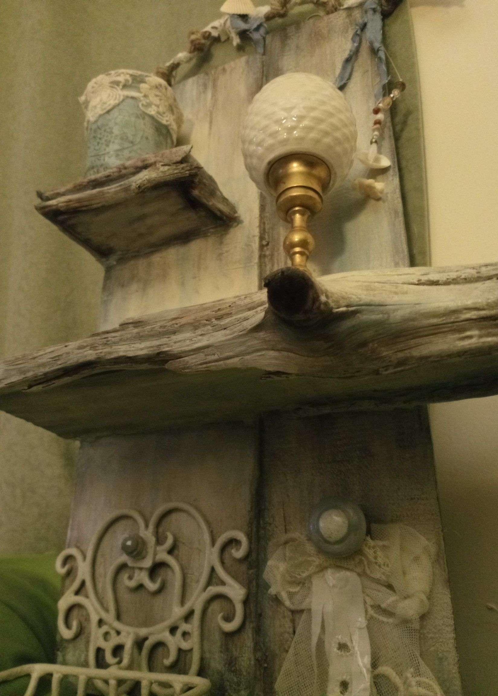 Farmhouse Mason jar shelves and wall caddy