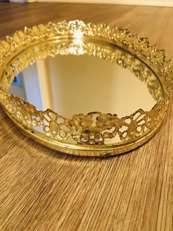 Vintage Gold Mirrored  Trinket Tray 13 X 8 Thumbnail