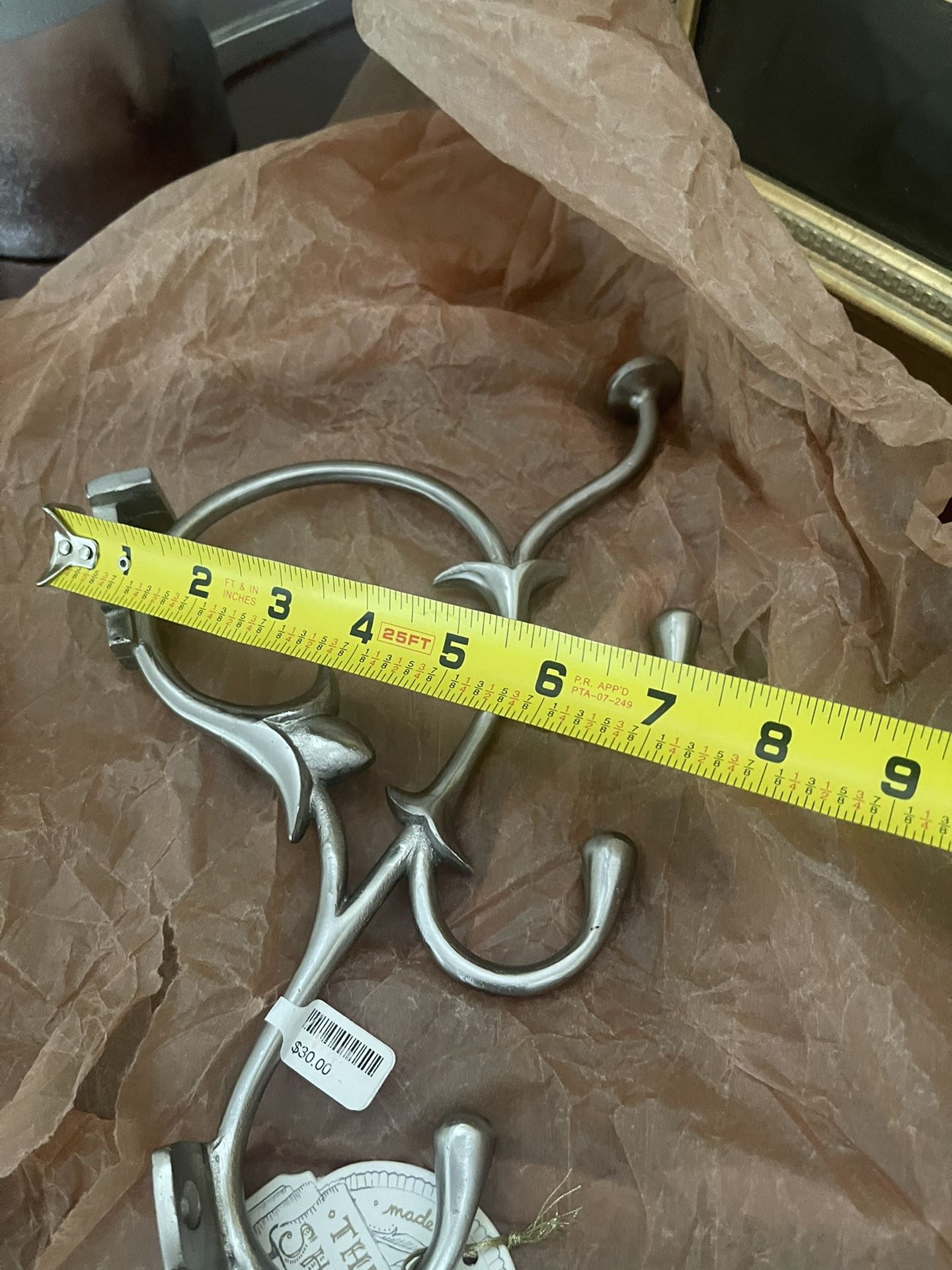 Set Of Four Anthropology Antique Boho Shelf Brackets Each With Three Hooks Metal Beautiful New Never Used