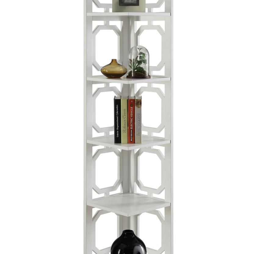 Omega 5 Tier Corner Bookcase, White