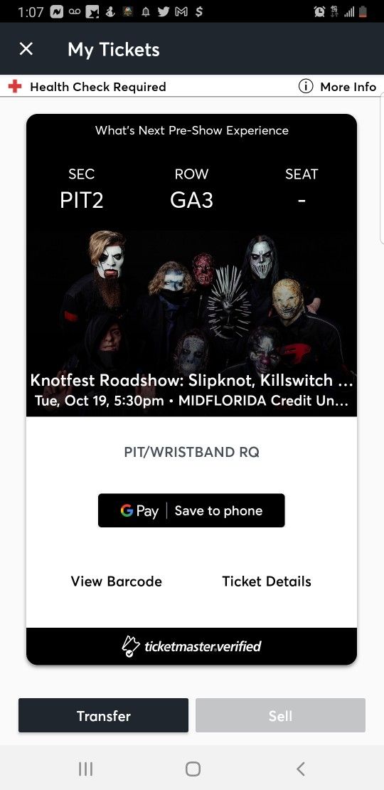 Slipknot Ticket