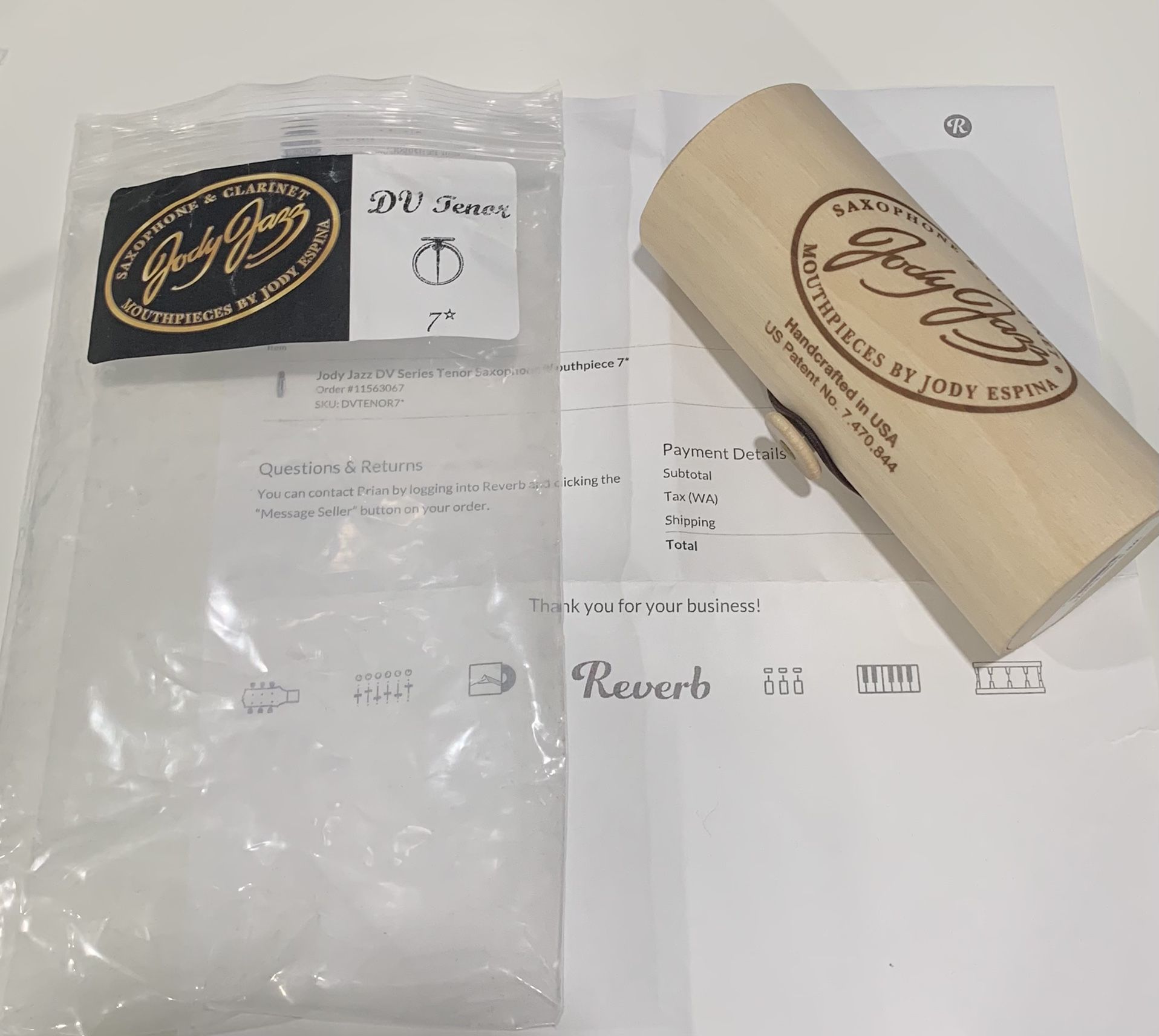 Jody Jazz DV 7* Tenor Saxophone Mouthpiece