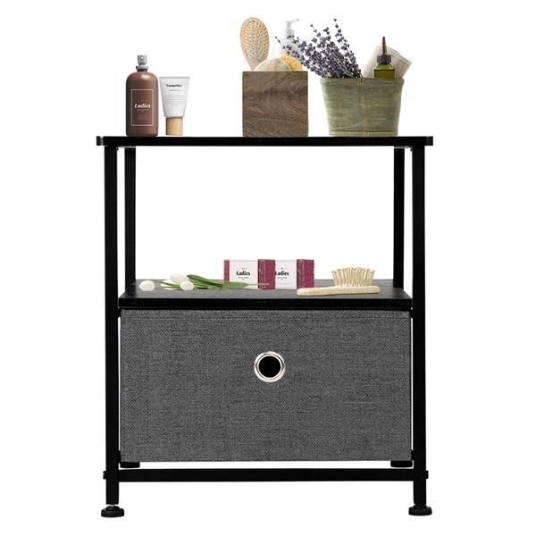 Nightstand 1-Drawer Shelf Storage- Bedside Furniture & Accent End Table Chest For Home, Bedroom, Office, College Dorm,