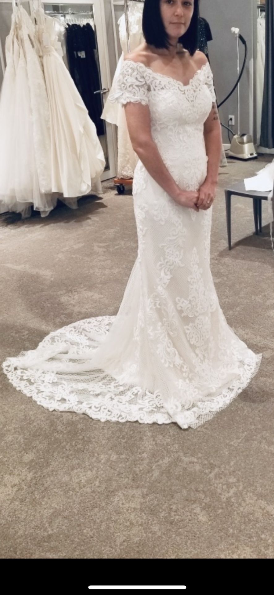 David’s Bridal Wedding Dress Ivory Honeycomb Corset