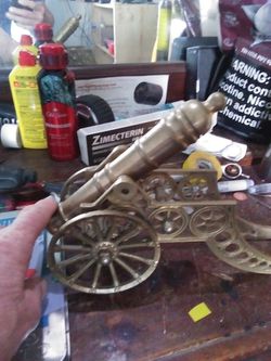 Solid Brass Cannon 12 1/2" Length and 6 1/2" Tall Thumbnail