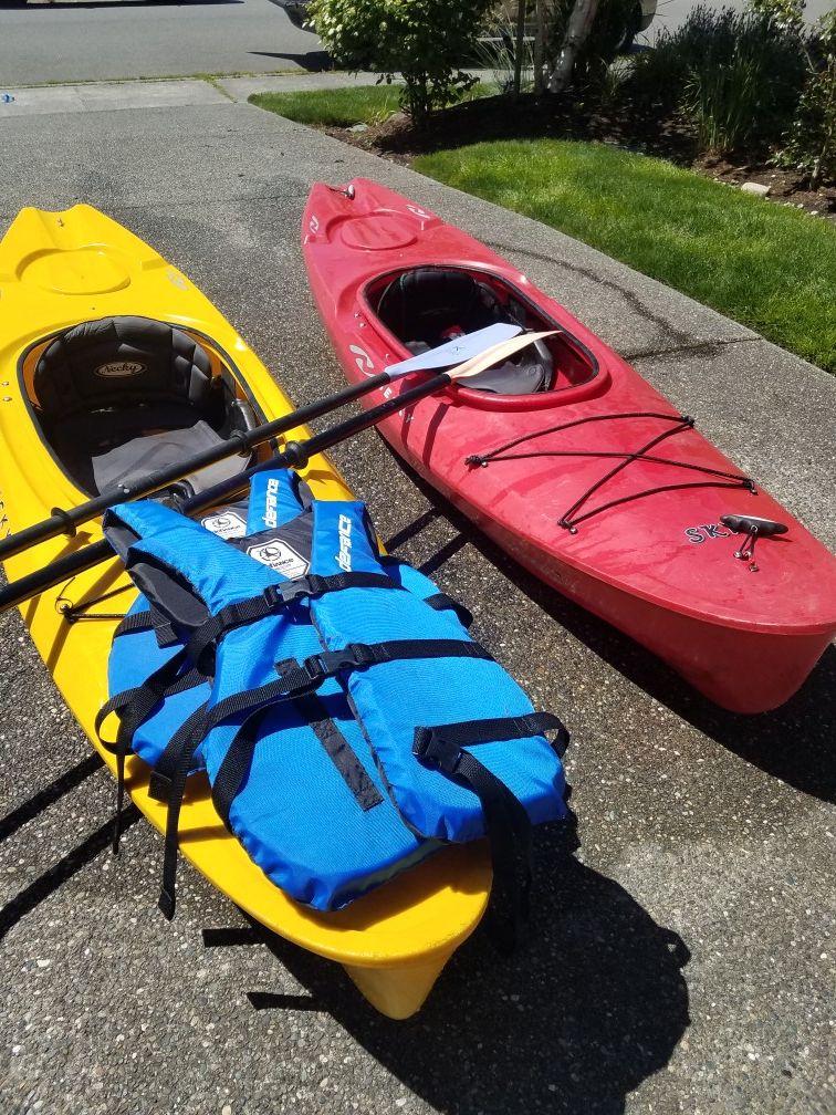 Necky Sky 10 Foot Kayaks With Paddles And Life Jackets. 450.00 For All