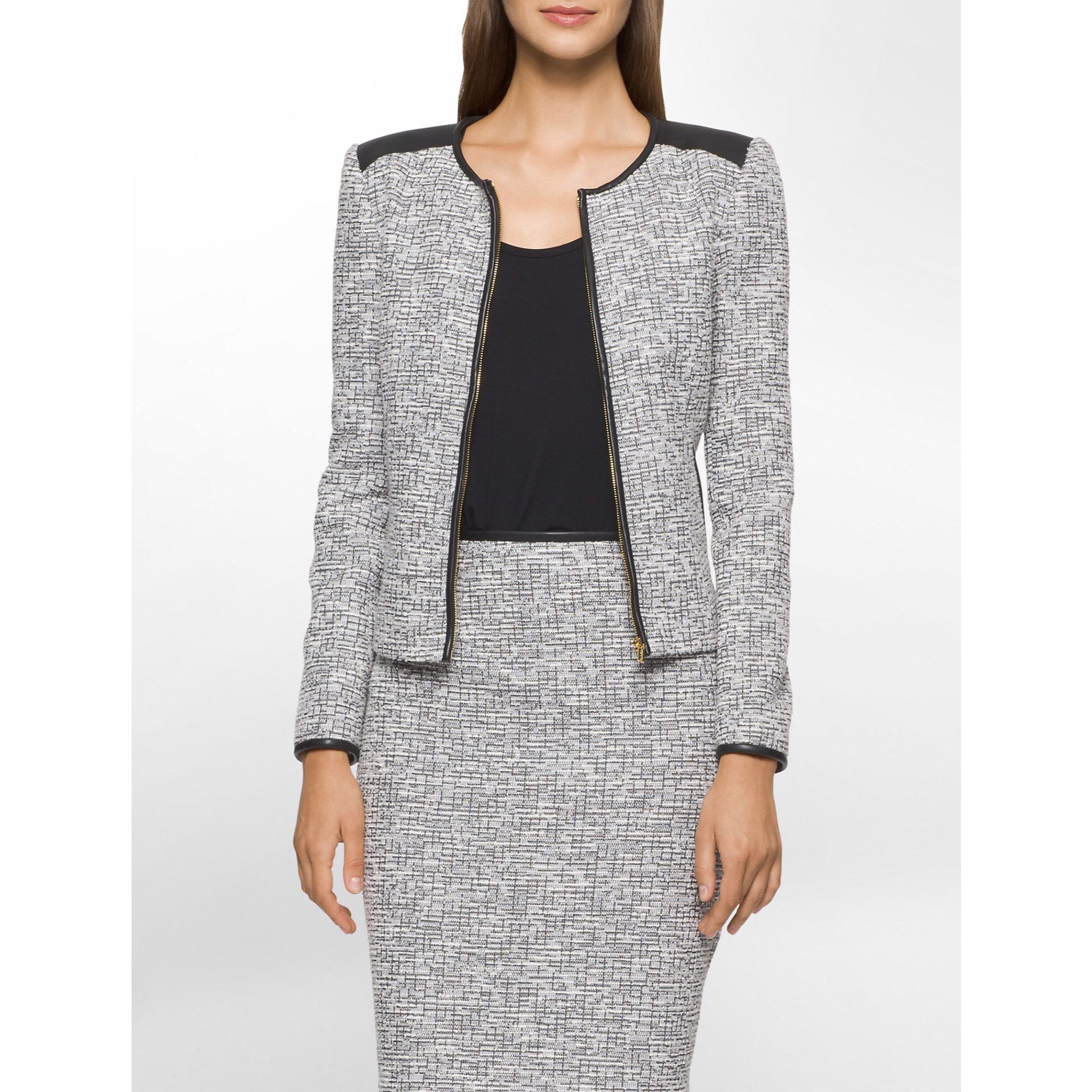 Calvin Klein Suits Boucle Faux Leather Blazer For Sale In Miami Fl Offerup 2672