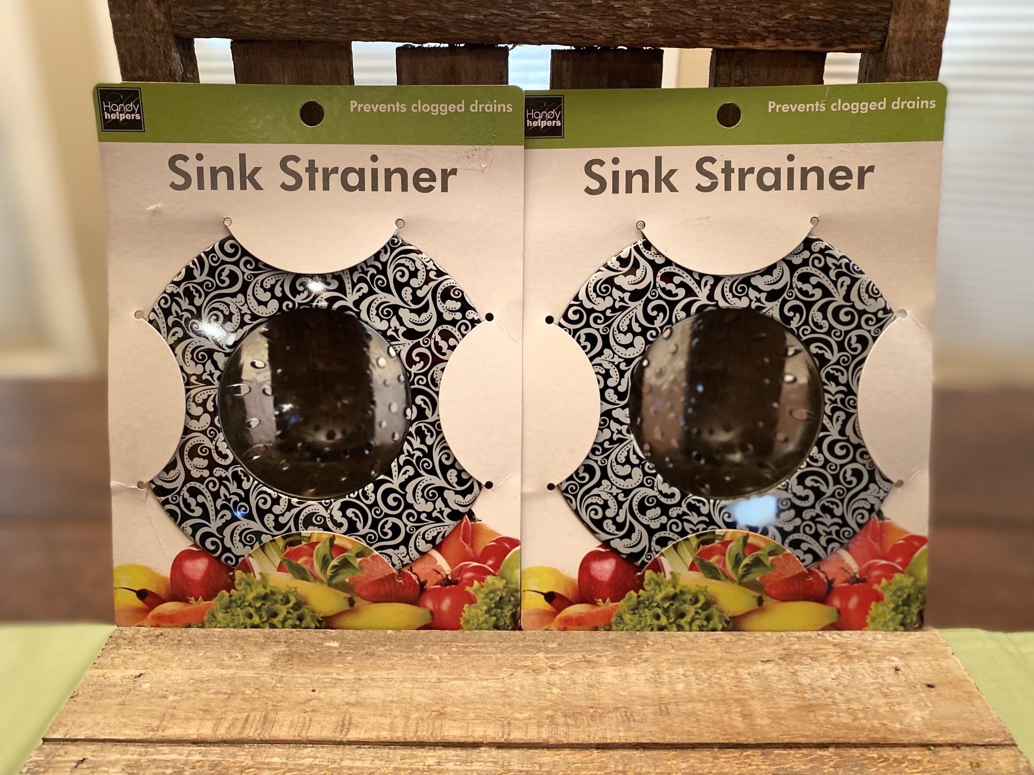 Sink Strainers Set of 2, Kitchen Food & Debris Trap, Black & White Sink Strainer