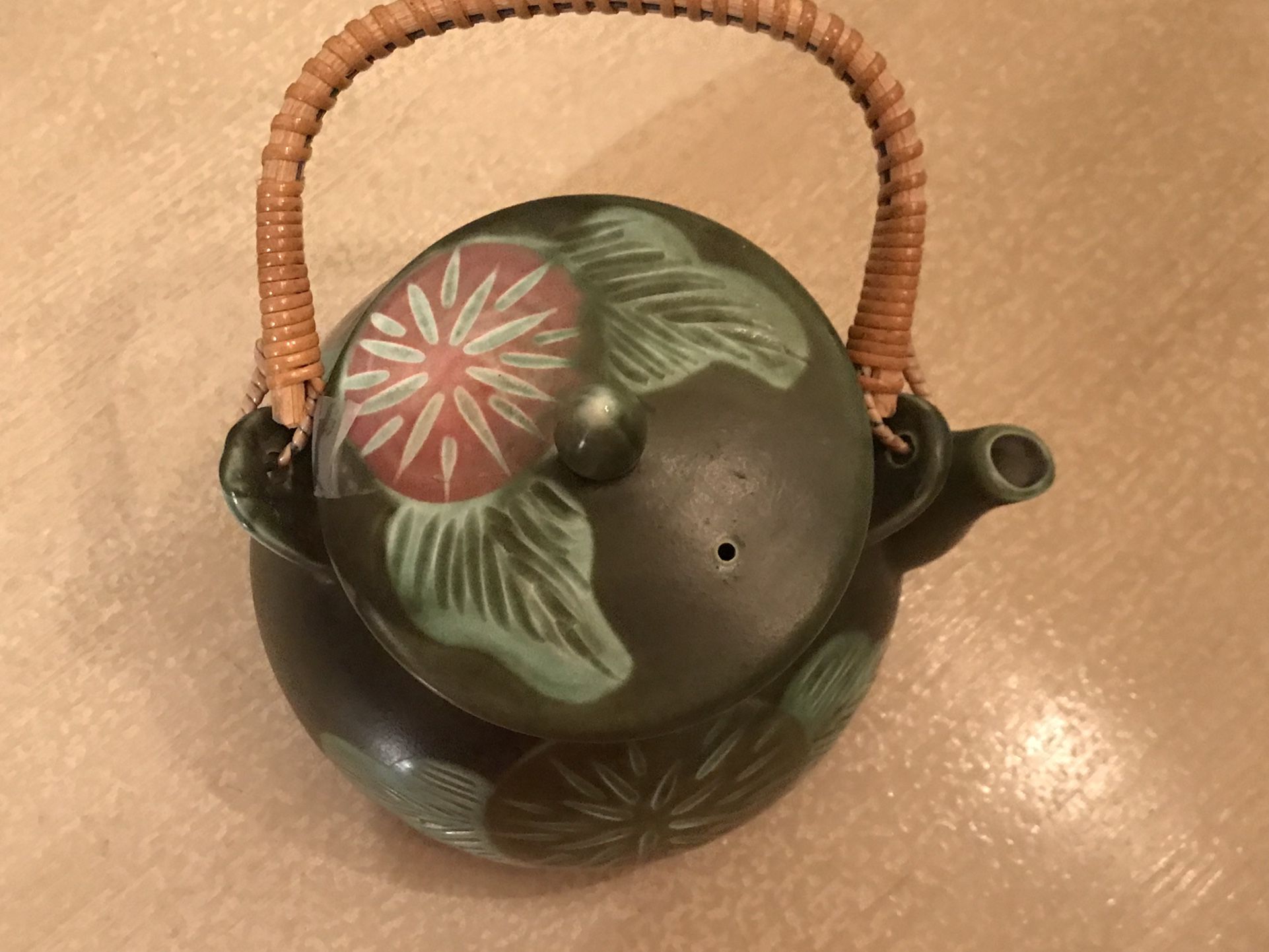 Japanese Earthenware Teapot With Basket Handle