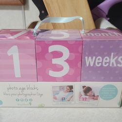 Photo Sharing Baby Age Milestone Blocks pink Thumbnail