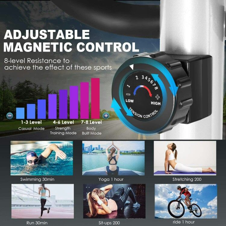 Portable Magnetic Elliptical Exercise Machine with LCD Display