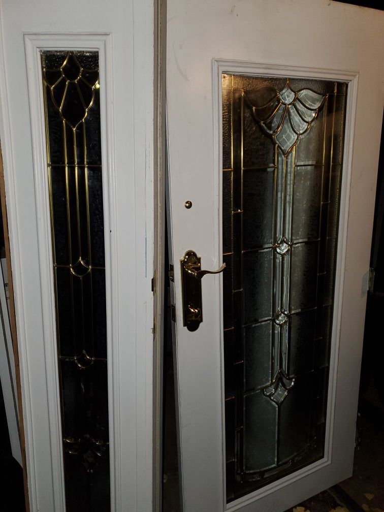 Stained beveled Front Door & partition
