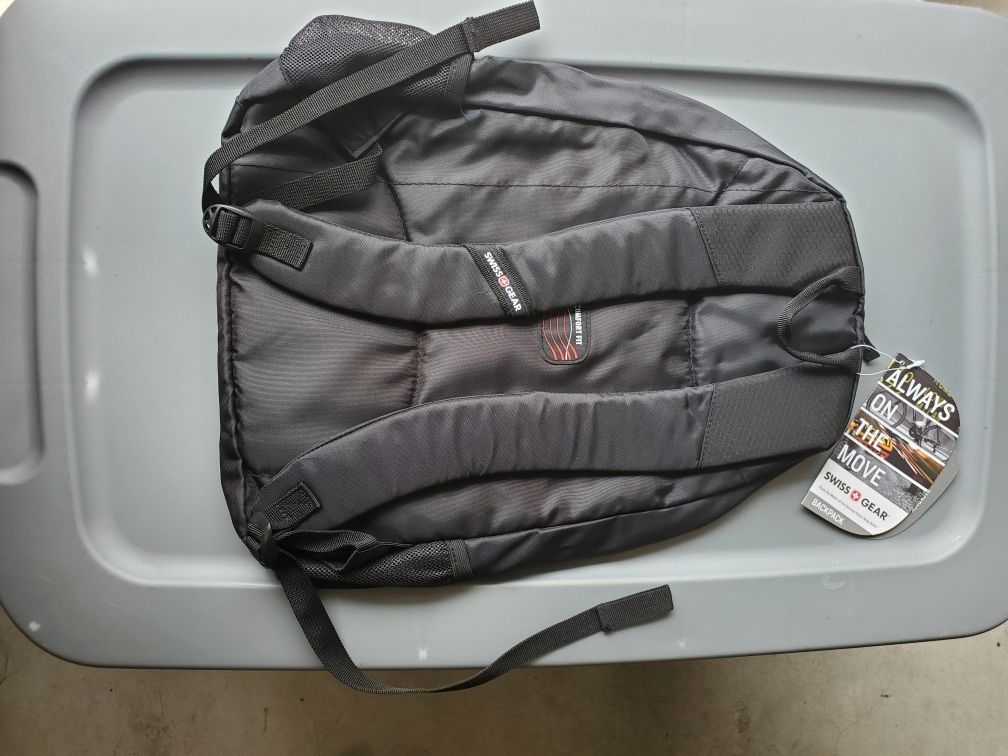 NEW Swiss Gear Student Backpack Black/Black Zipper with Padded Laptop Compartment