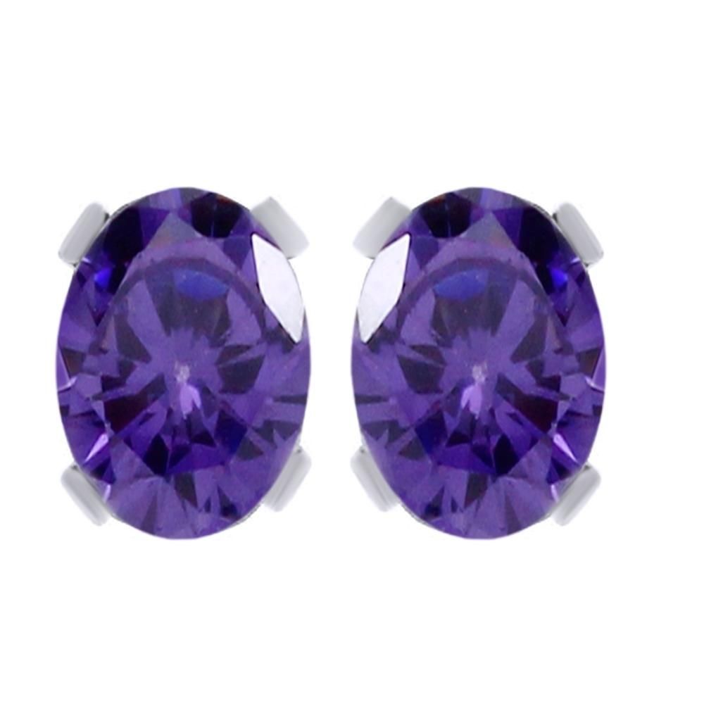 3.10 Ct Oval Shape Blue Tanzanite 18K White Gold Over Stud Earrings