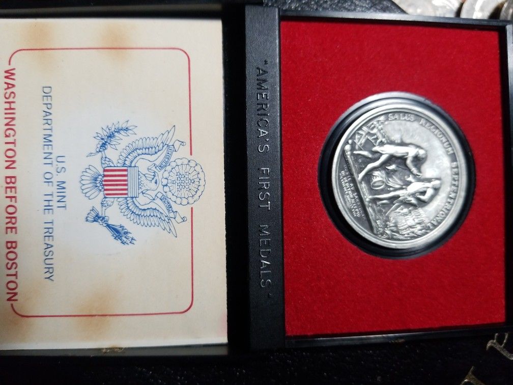 VINTAGE GENERAL HORATIO GATES PEWTER COIN AMERICAN FIRST MEDALS ORIGINAL / CASE