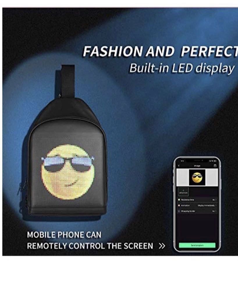 DIY Fashion Chest Bag With LED Full-Color Screen,Casual Daypack Backpacks,Fanny Pack,Crossbody Bags