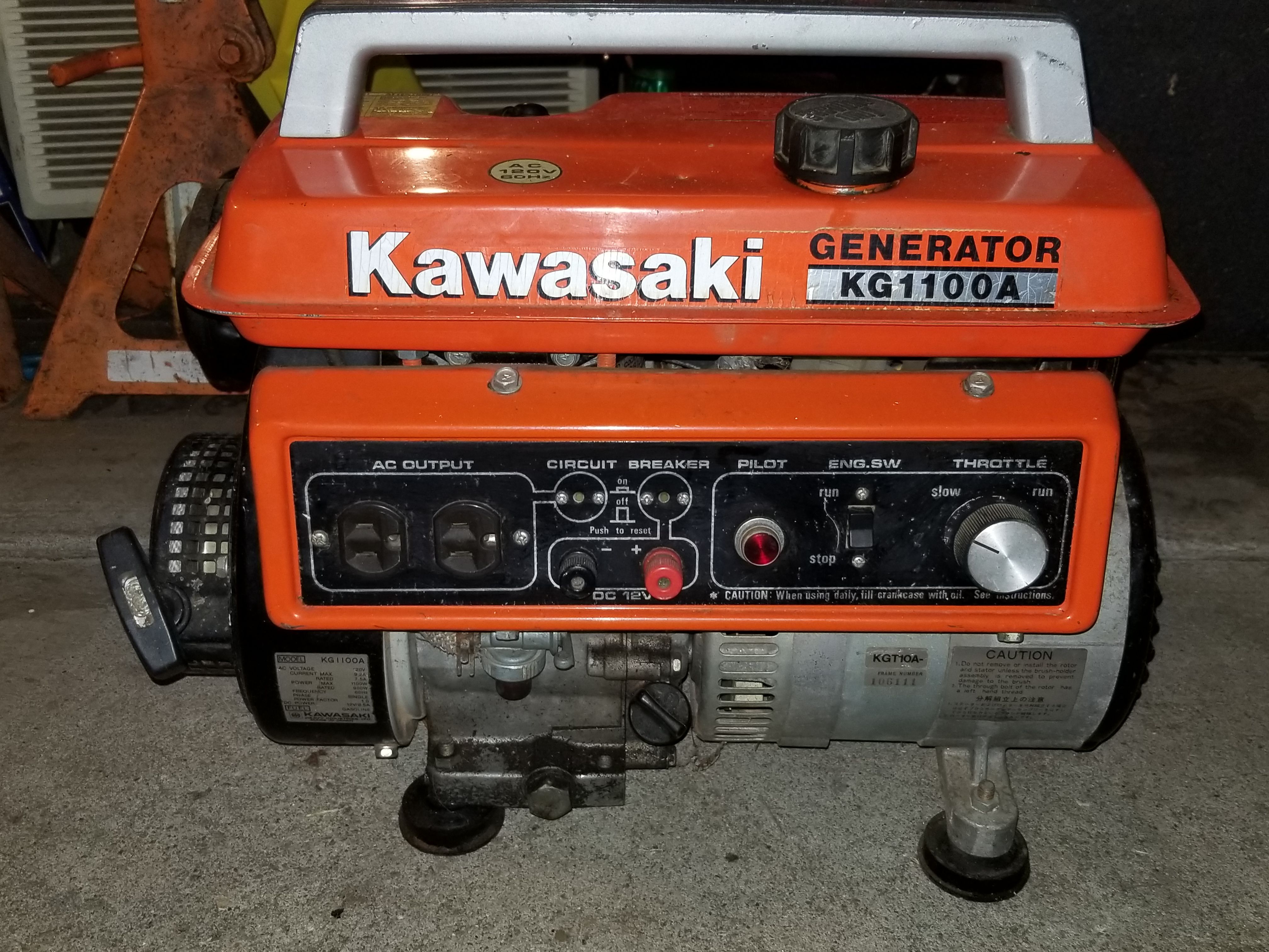 Kawasaki generator KG1100A for in Santa Fe Springs, CA OfferUp