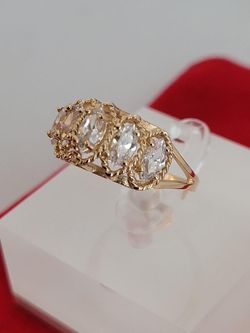 ❤️10k Size 6.75 Gorgeous Solid Yellow Gold & Cubic Zirconia Tiara Design Ring!/Anillo de oro con circonia Cúbica!👌🎁🥰Post Tags: 10k 14k Thumbnail
