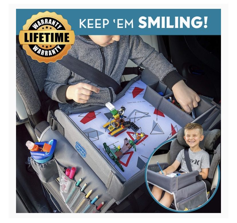 Kids Travel Tray - a Car Seat Tray - Travel Lap Desk Accessory for Your Child's Rides and Flights