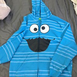 extra large cookie monster sesame street authentic full zip up hoodie Thumbnail