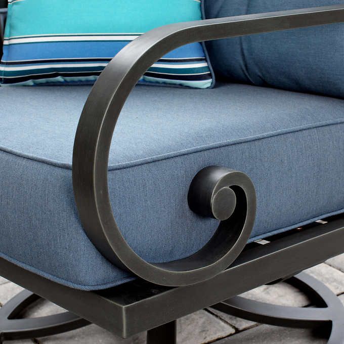 Sunvilla Patio Furniture Reserve 7 Piece Deep Seating Set, 2 swivel Chairs 2 Tables Beige