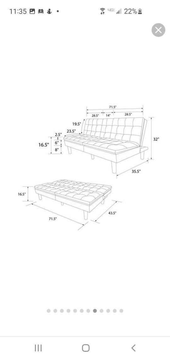 Black Faux Leather Futon with Cupholders