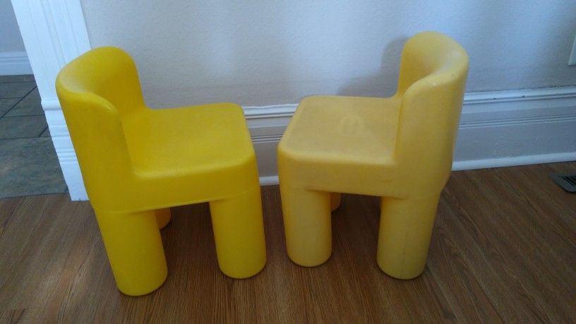 Little Tikes Vintage Yellow Chunky Chairs Pair
