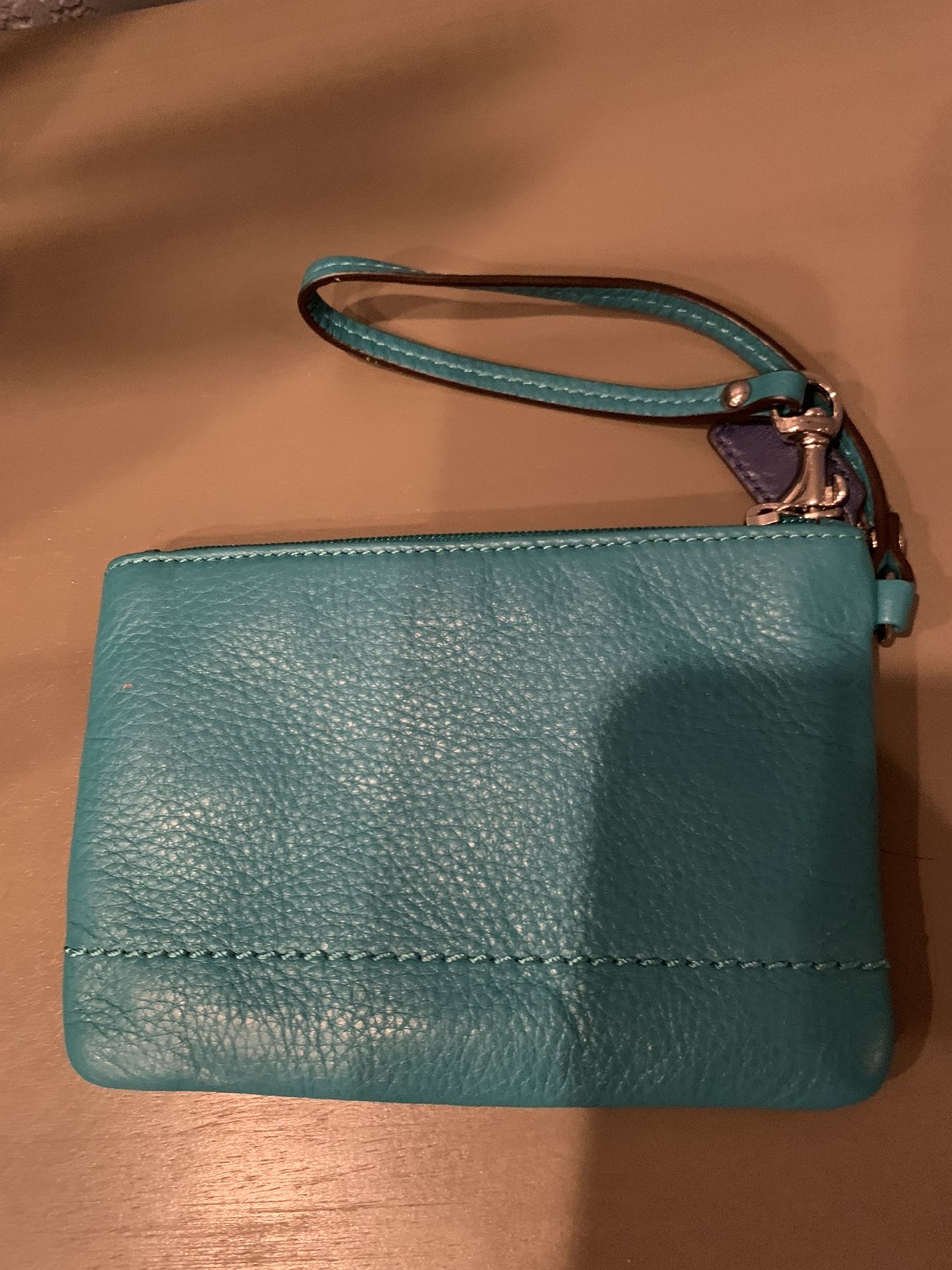 Coach Leather Teal Wristlet