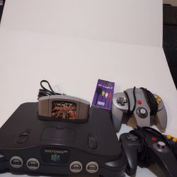 Nintendo 64 W 2 Controllers, All Hook Ups And One Game Thumbnail