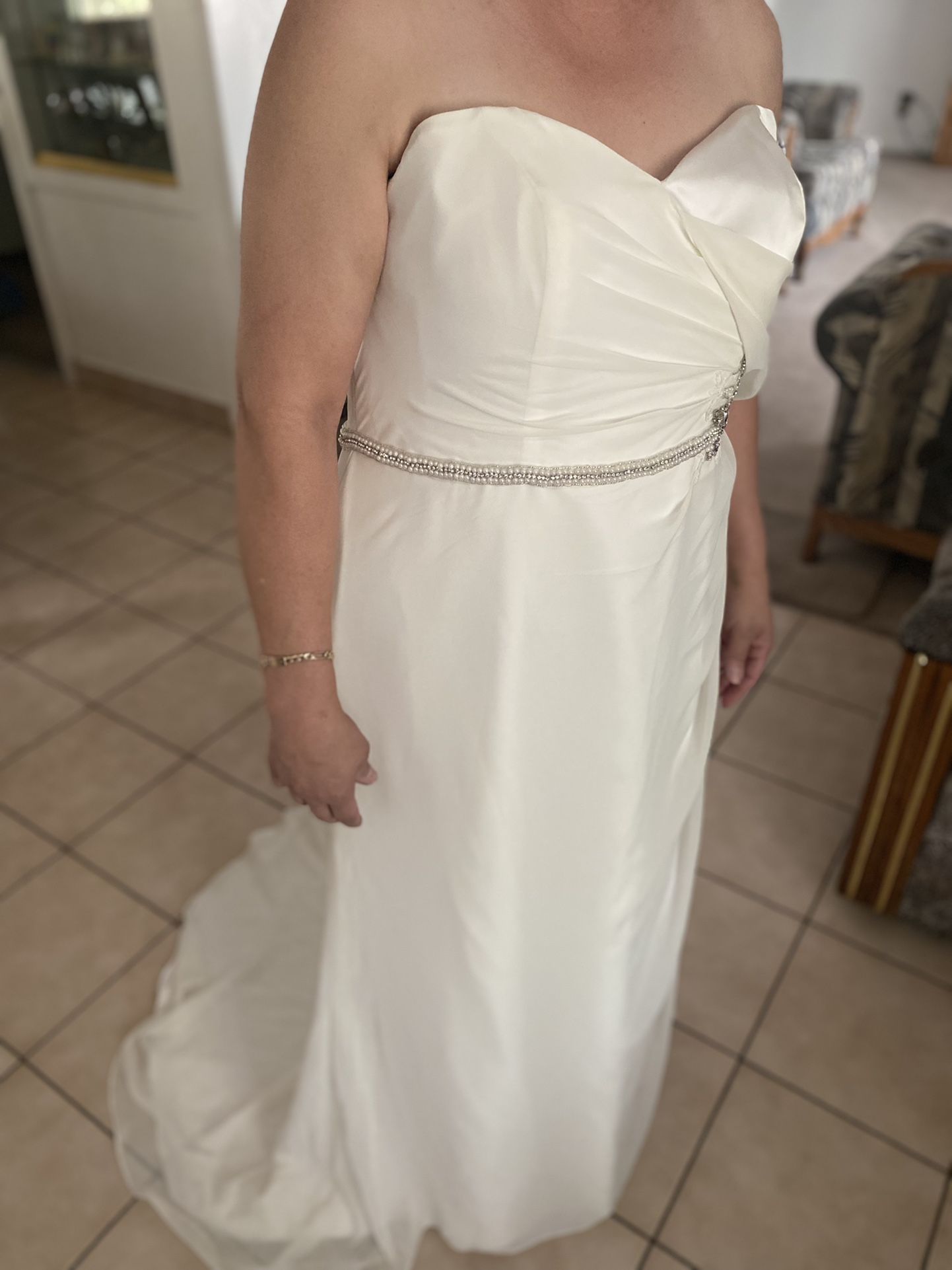 Alfred Angelo Wedding Dress Sz 16 & 40D Bustier & Hair Piece