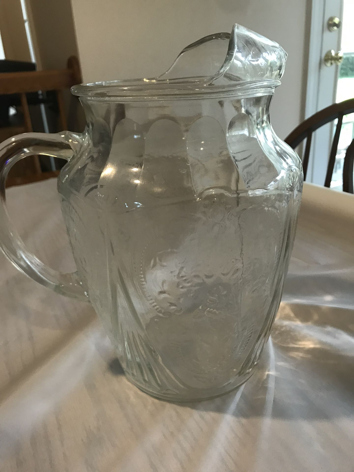 Clear depression glass Madrid pattern pitcher/vase