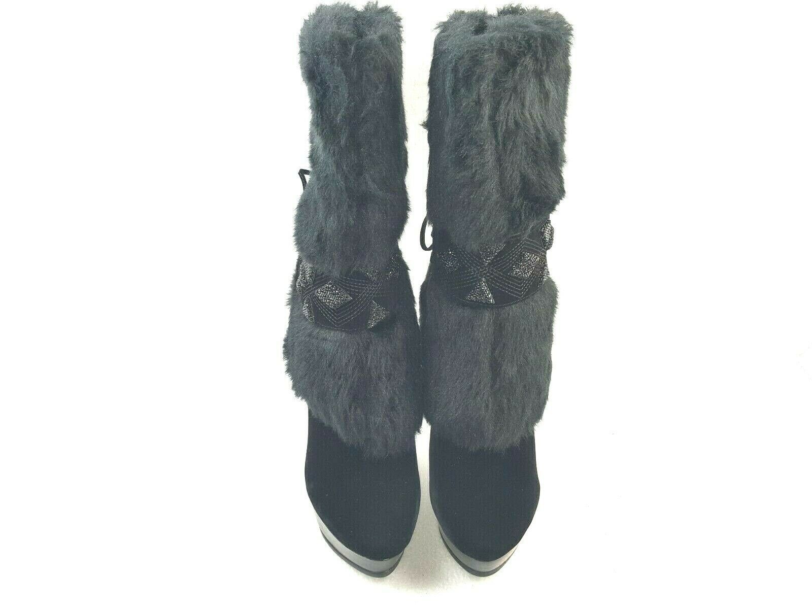 Italina by Summer Rio Women's Faux Fur Platform Boots Black BD3010