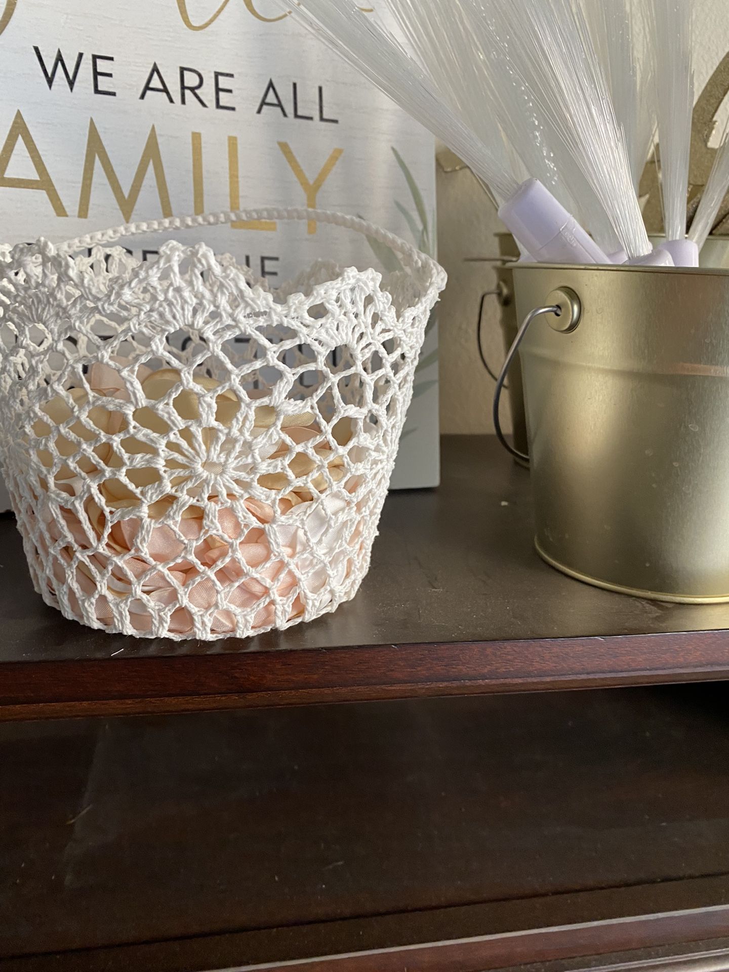 2 White Flower Girl Baskets & 200 Silk Petals
