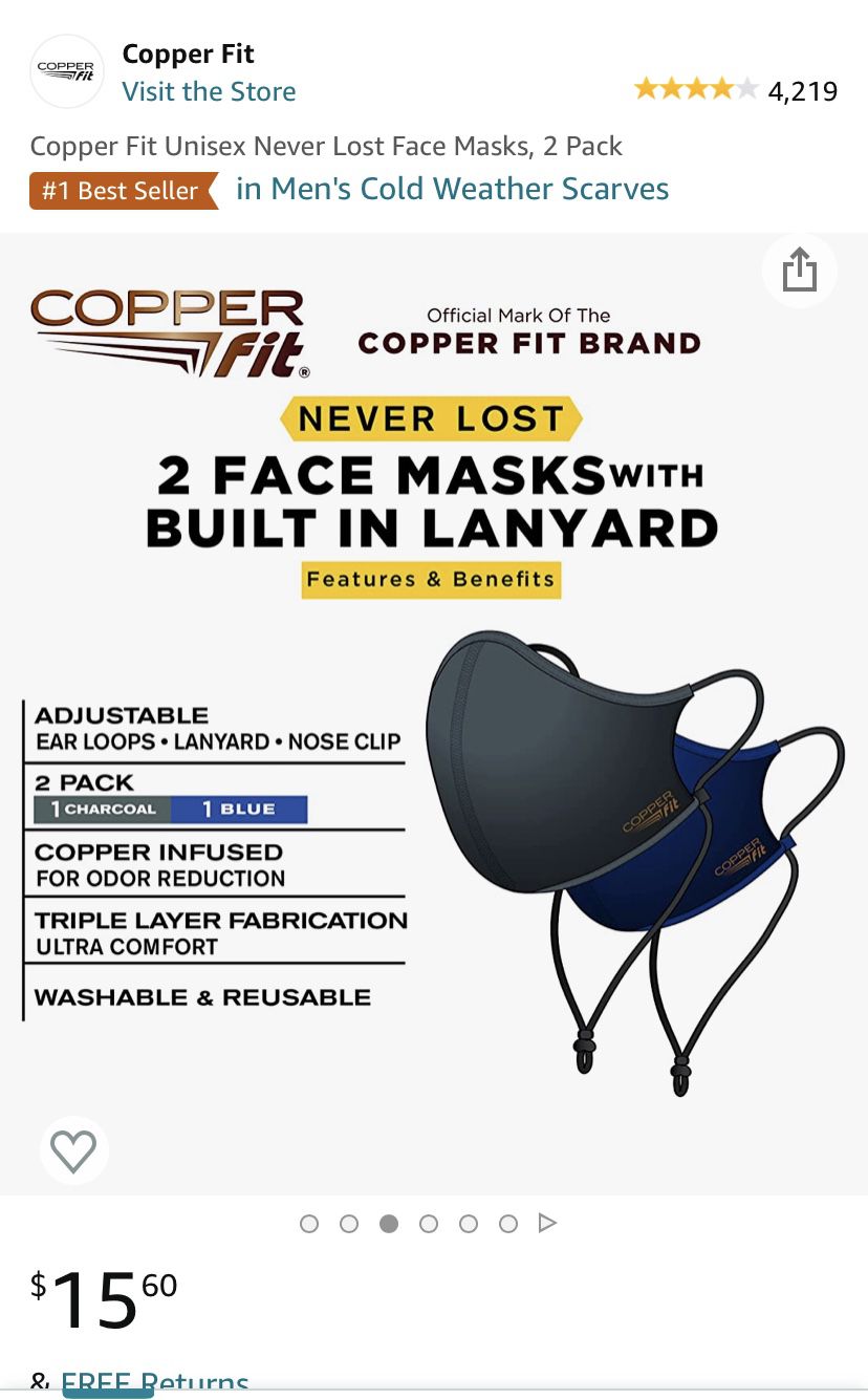 Copper Fit Never Lost Face Masks