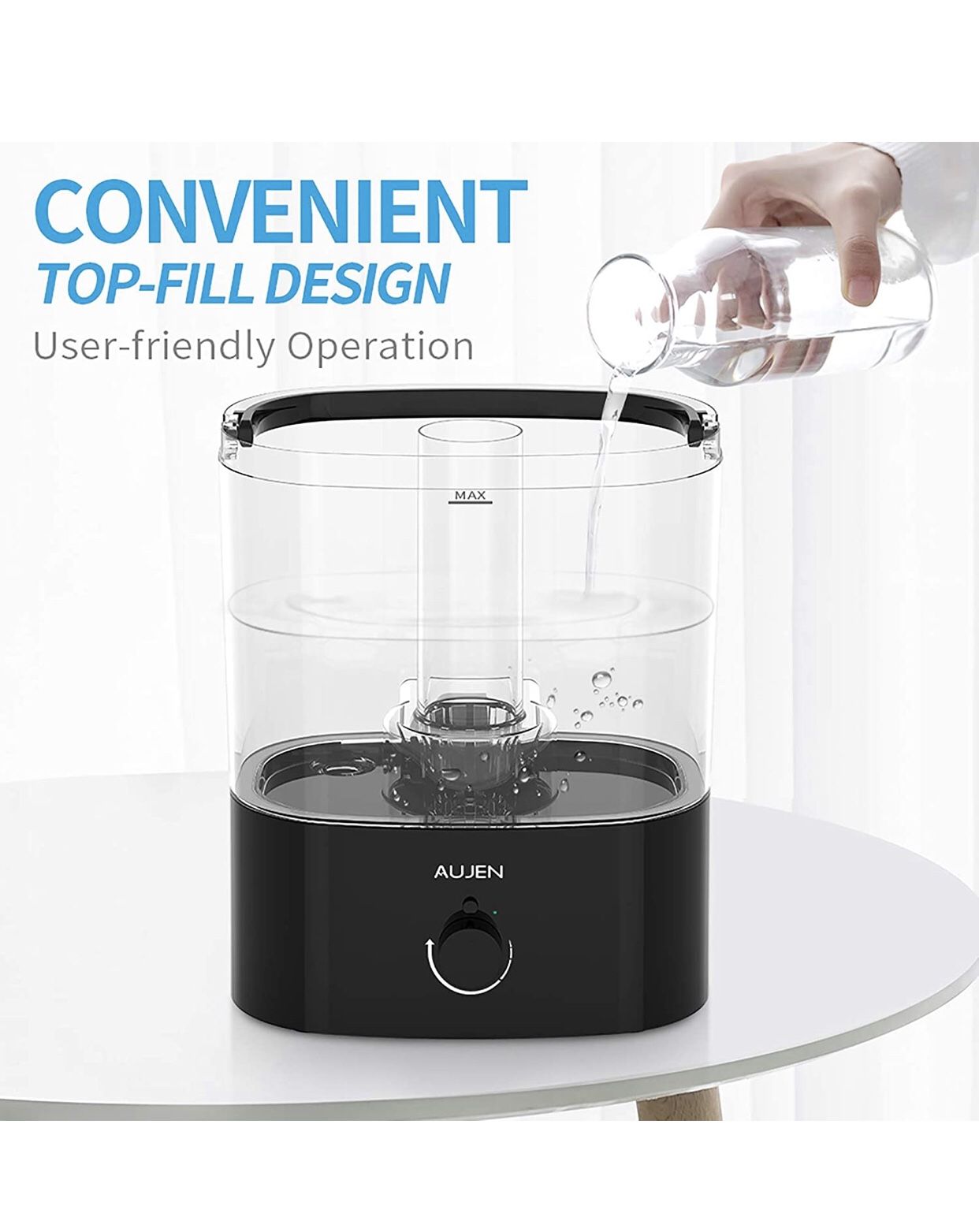 5L Cool Mist Humidifier for Babies, 360° Nozzle Humidifier for Bedroom, Air Humidifier with Essential Oil Tray, Ultrasonic Humidifier for Large Room A