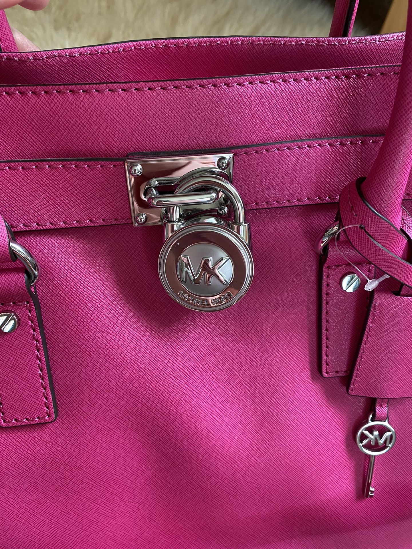 Michael Kors Large Hamilton Raspberry Pink Saffiano Leather Tote Bag