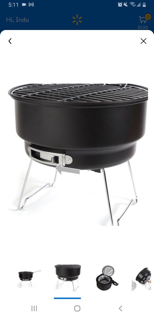 Ozark Trail Portable Charcoal Grill with Cooler Bag, Black