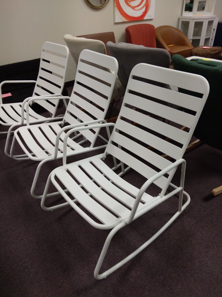 Weatherproof White Metal Rocking Chairs