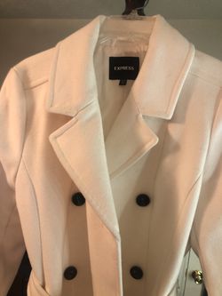 Womens Express Wool-blend Long Coat, Belted Thumbnail